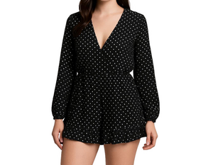 NWT Lumière Black and White Polka Dot Romper Oversized Size Large